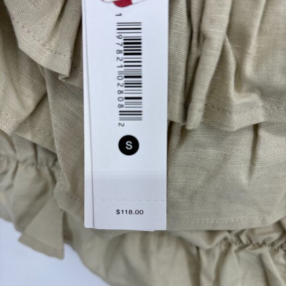 Aqua Women's Linen-Blend Tie Straps Ruffle Cropped Tank Top Green Size S NWT - Picture 5 of 5